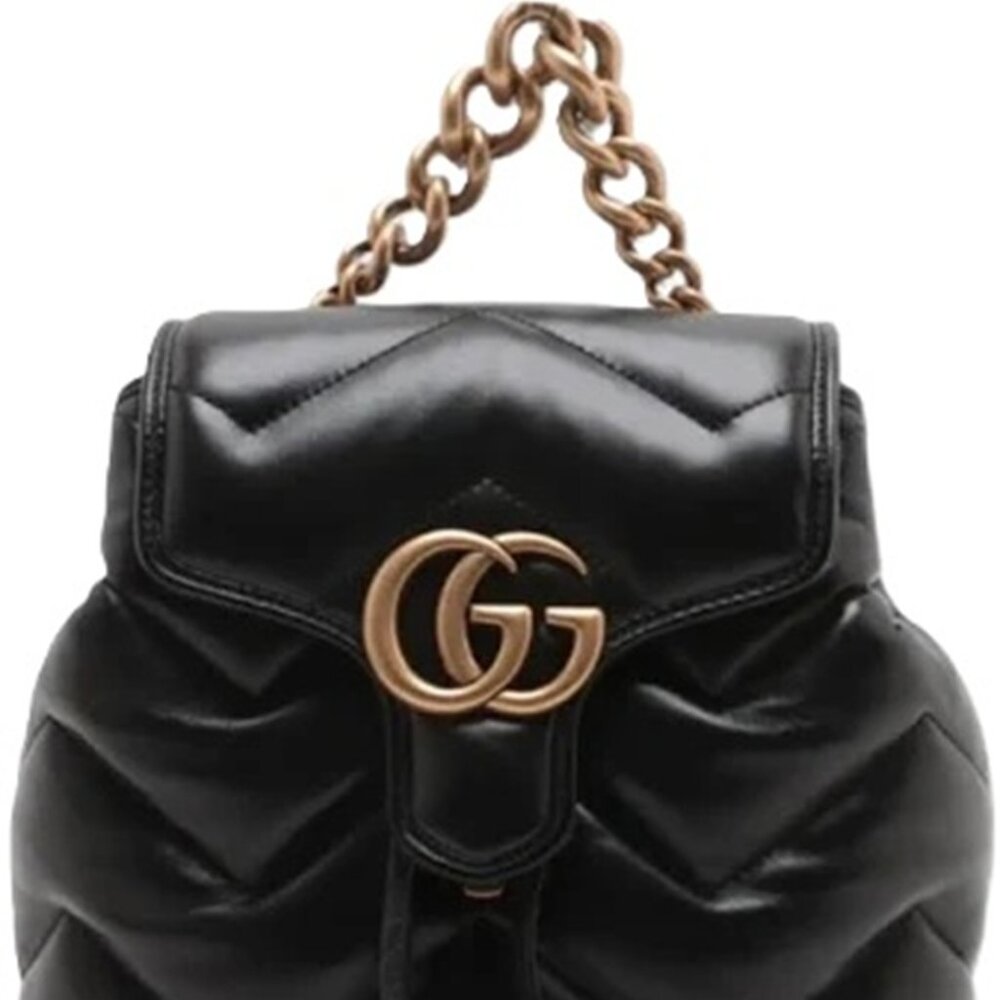 NWOT Gucci Chevron Leather GG Marmont Backpack Shoulder Bag Top Chain Handle - Picture 12 of 12